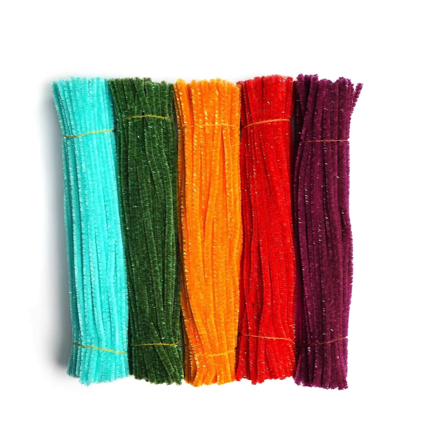 Lot de 600 cure-pipes à paillettes + 4 bâtons de colle, décoration créative (couleurs foncées)