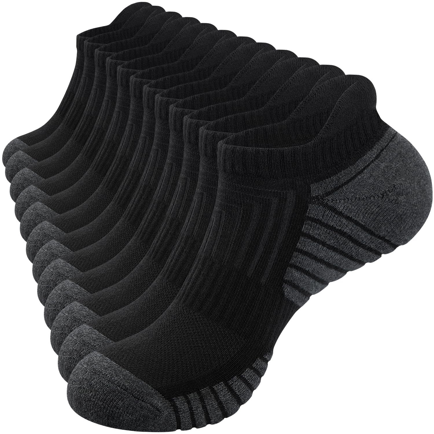 Mens Trainer Socks Cushioned Running Socks, Anti-Blister Cotton Ankle Socks for Men Women Ladies Sports Socks Low Cut Breathable Athletic (6 Pairs/10 Pairs)