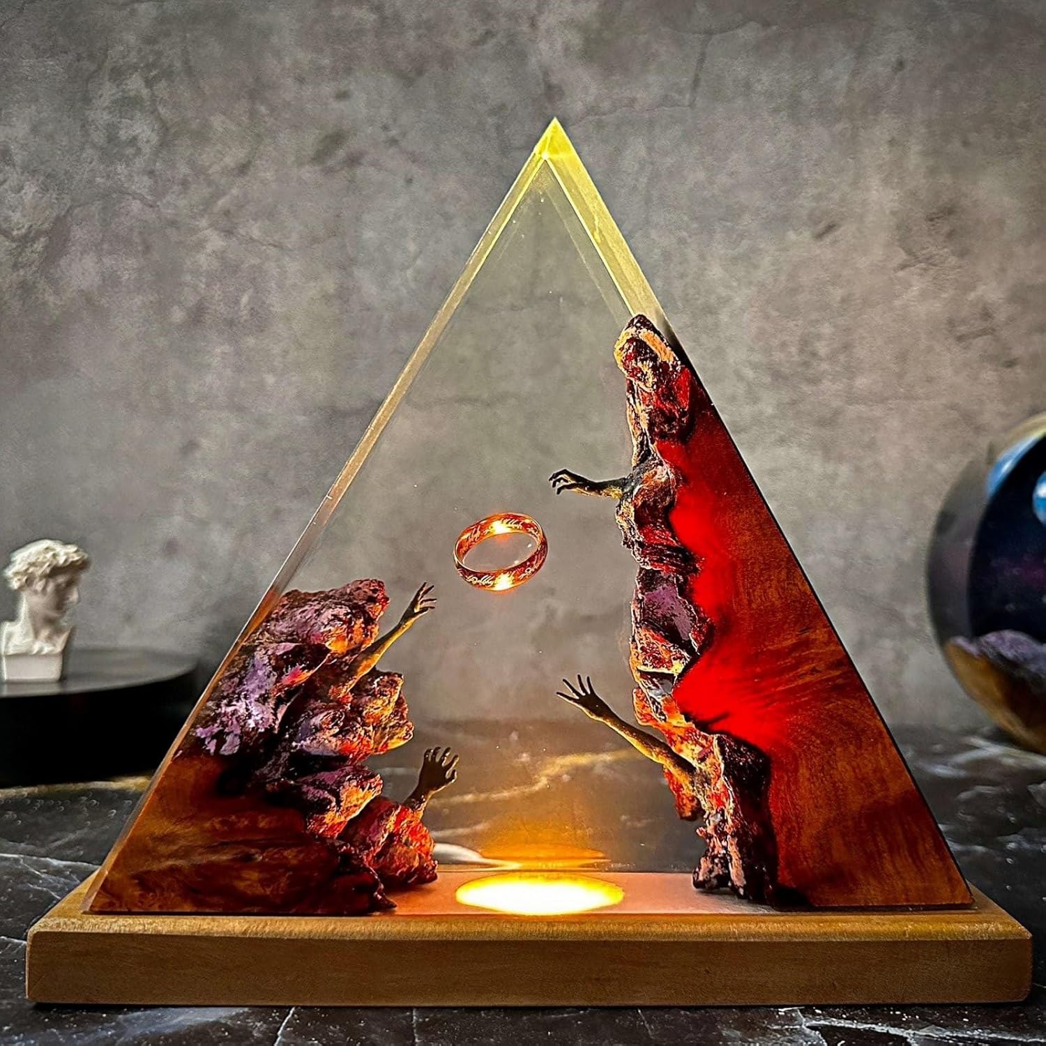 Mystical Resin Night Light - Handmade 3D Art Lamp for Fantasy Decor, Creative Gift for Your Best Friend, Unique Desktop Decorations, Add Atmosphere to Home and Office Resin Lamps(Orange,Small)