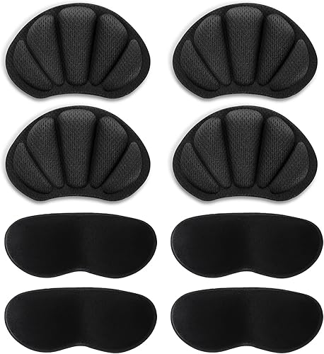 Almohadillas de talón para zapatos sueltos, adhesivo de malla, 4 pares de almohadillas de talón reutilizables, protectores de talón para mujeres y