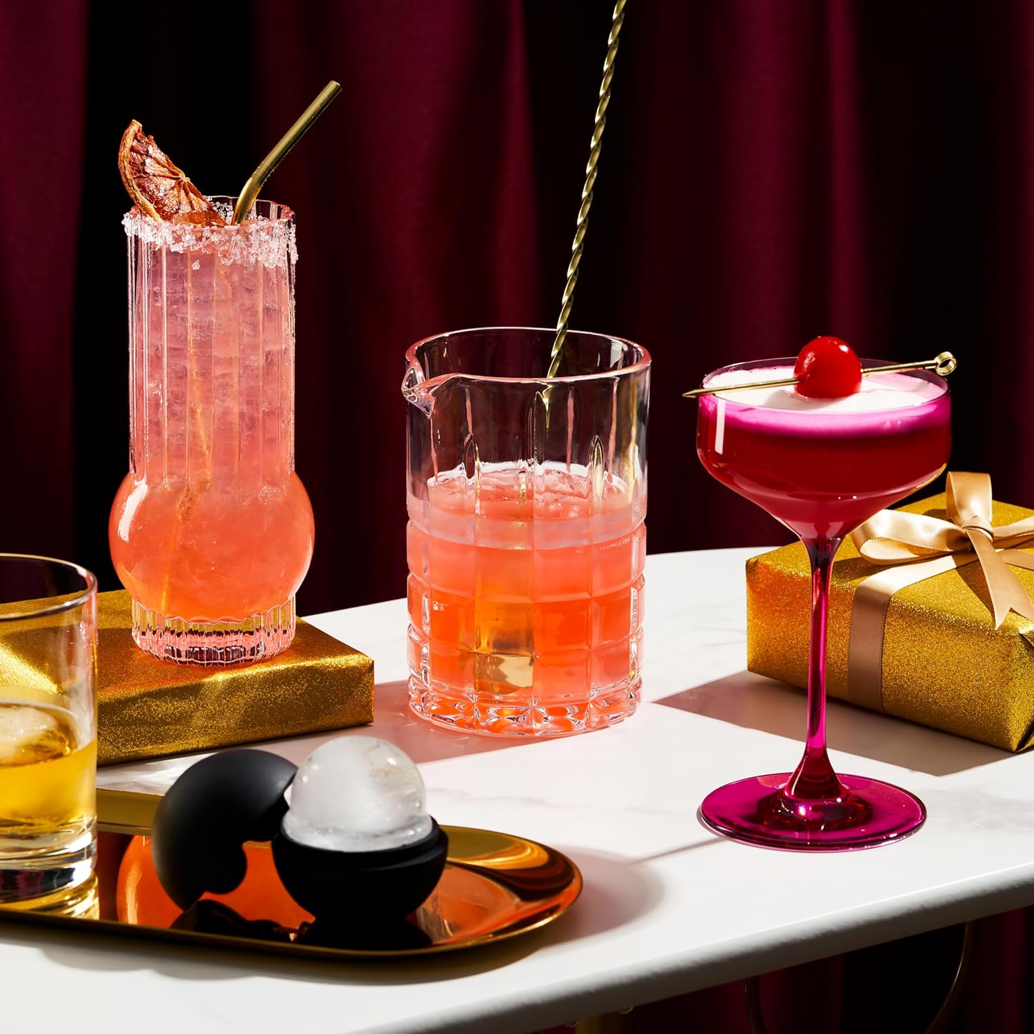 Viski Highland Mixing Glass - 18 Ounces, Crystal, Square-Cut Crystal Barware, Cocktail Accessories, Home Bar Supplies