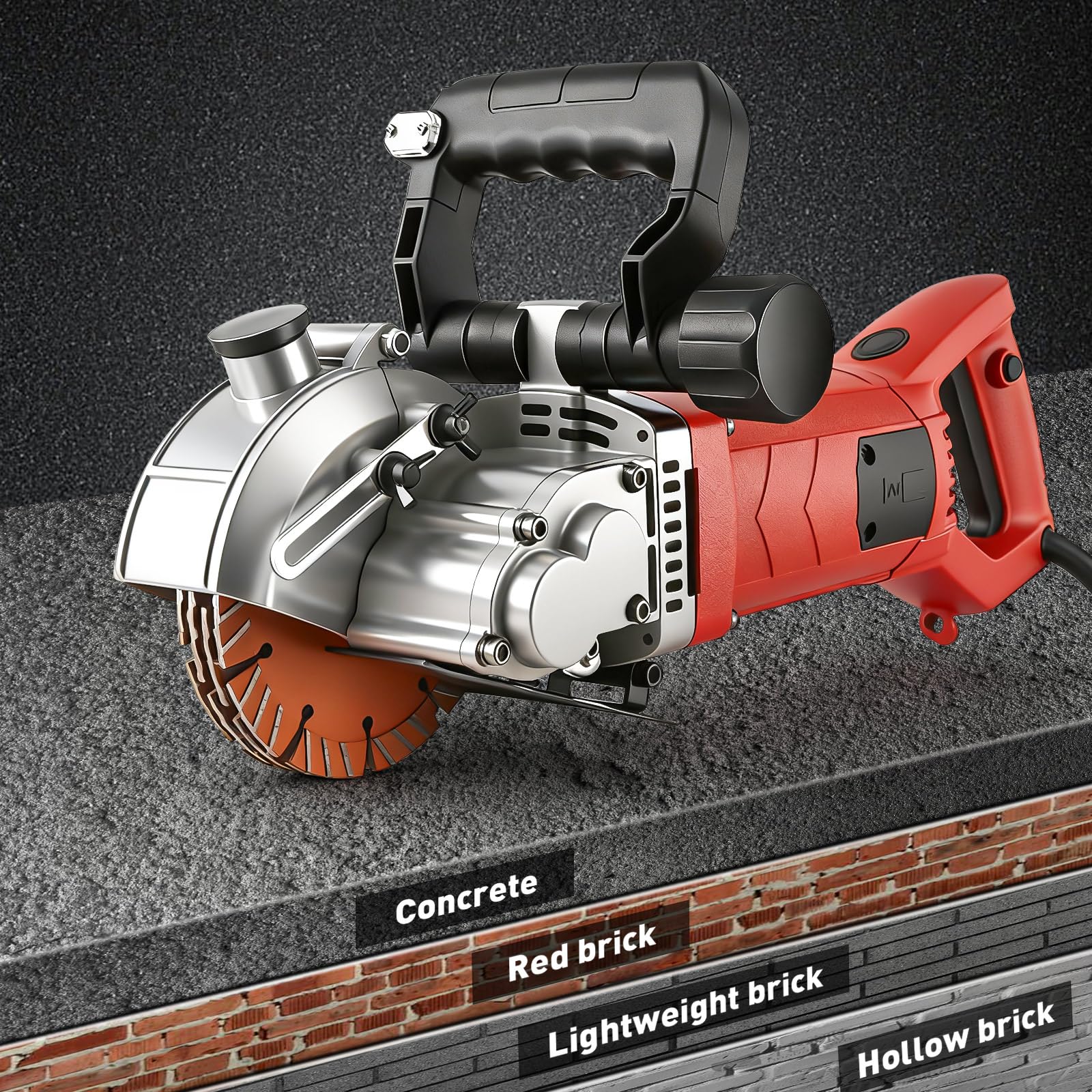 Rozadora Pared 4800W Profundidad 42mm Máquina de Ranurado para Hormigón y Ladrillo Incluye 5 Hojas de Ø125mm 6500 Rpm Bomba de Agua y Maletín Profesional
