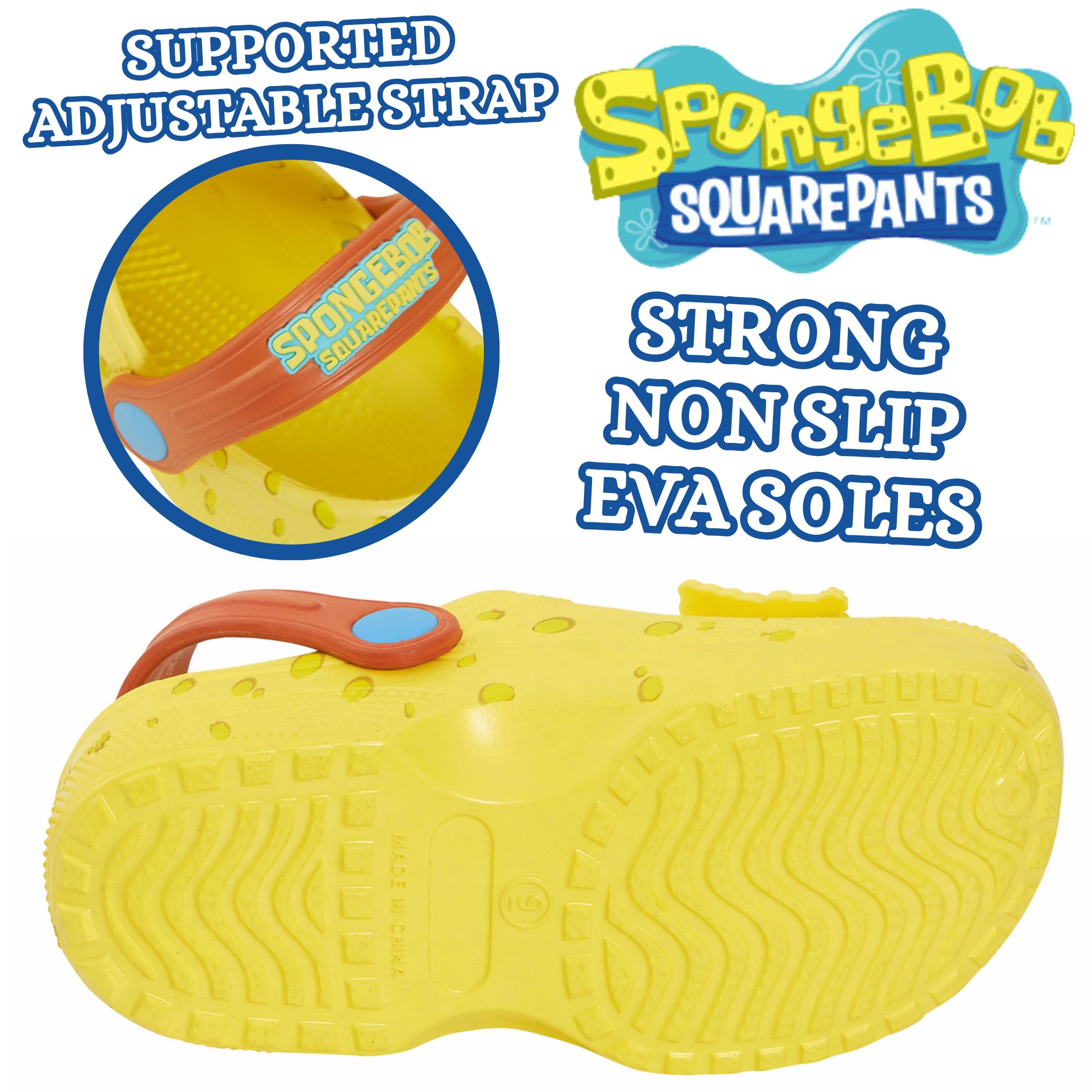 SPONGEBOB SQUAREPANTS Zoccoli Charms Sandali per Bambini Ciabatte estive con Cinturino Posteriore Scarpe da Spiaggia Vacanza