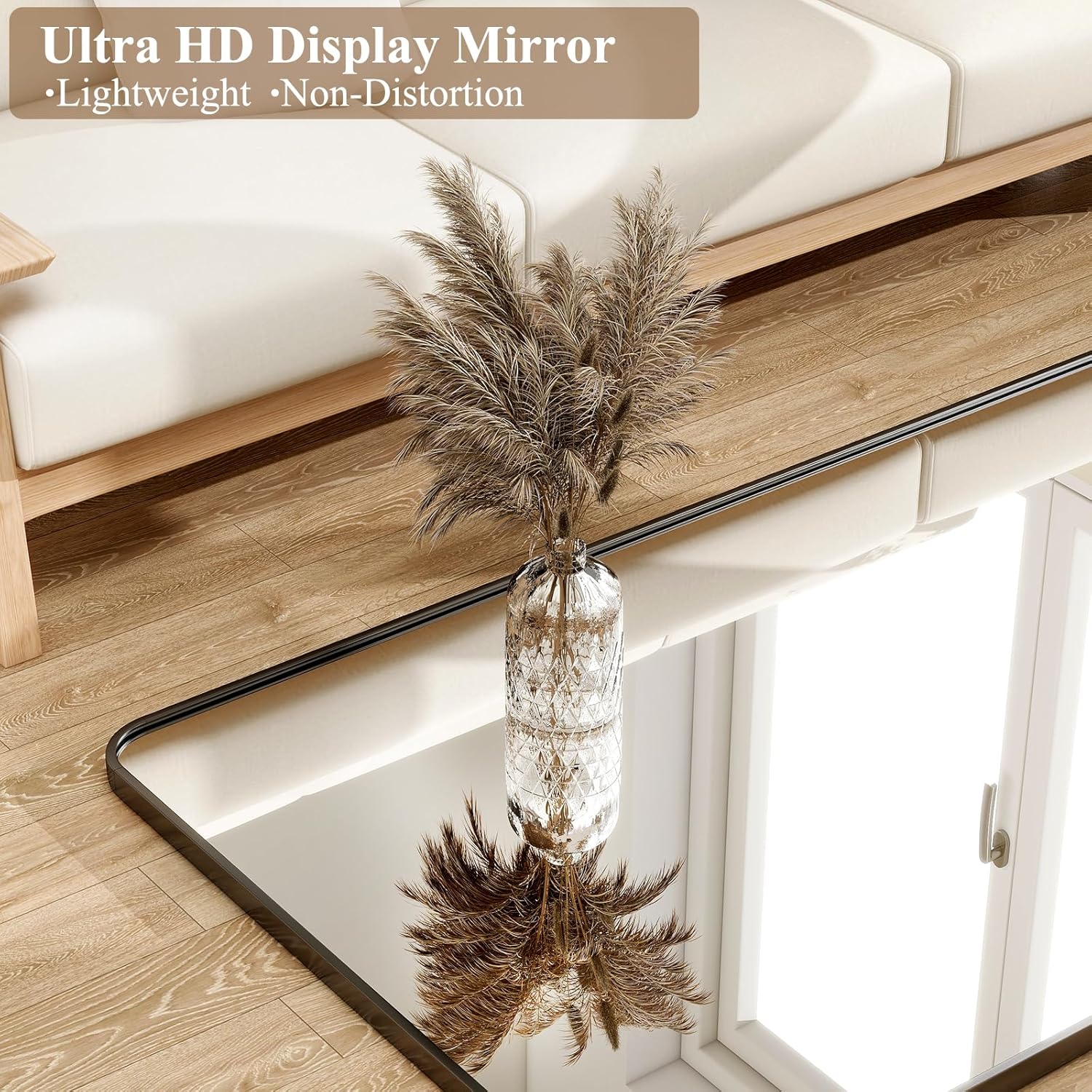 HARRITPURE 80"x40" Oversized Full Length Mirror - Rectangular Black Aluminum Frame Floor Mirror with Stand for Bedroom, Living Room, Cloakroom, Full Body Reflection