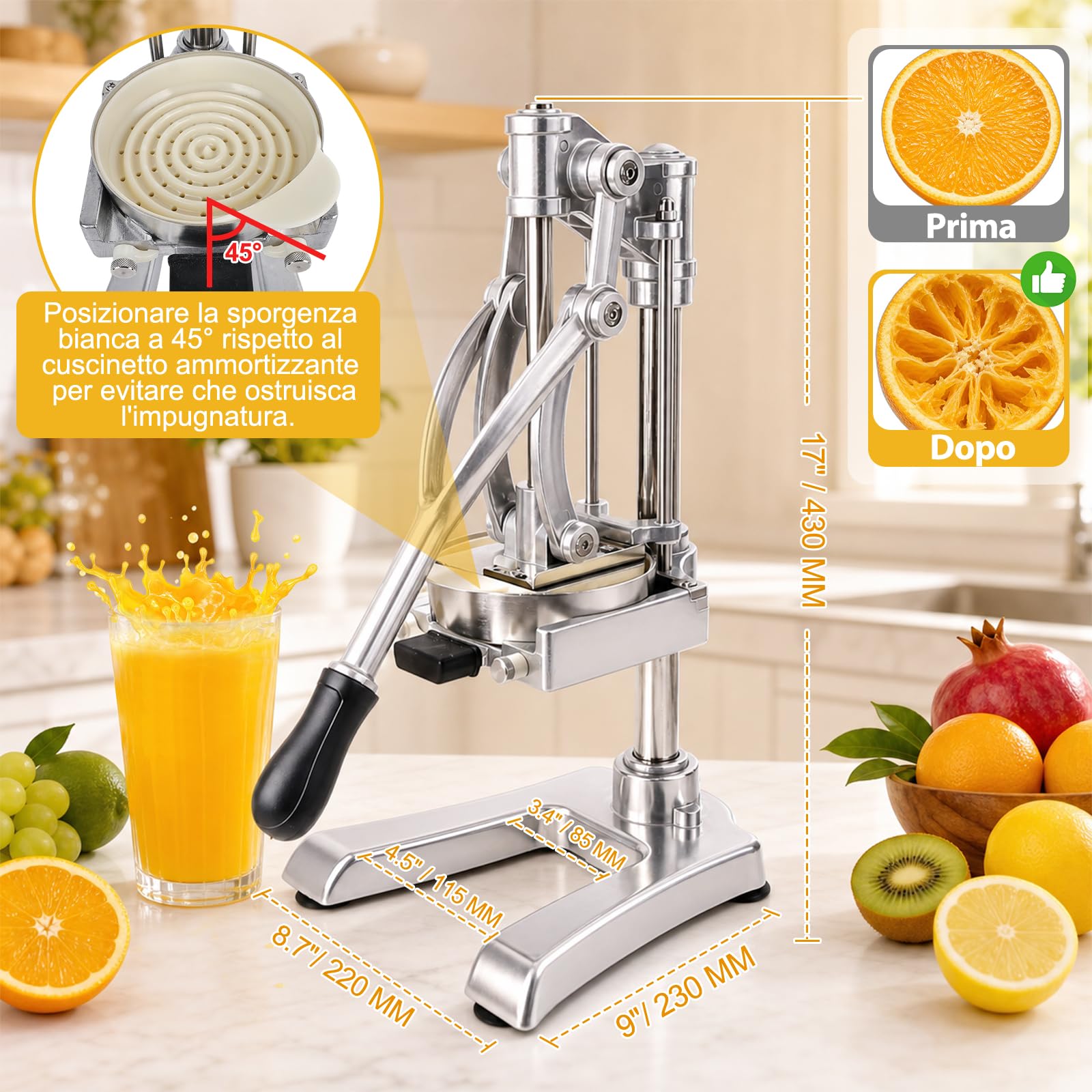 Anatole 2 in 1 Tagliapatate per Patate Fritte & Spremiagrumi Manuale a Leva