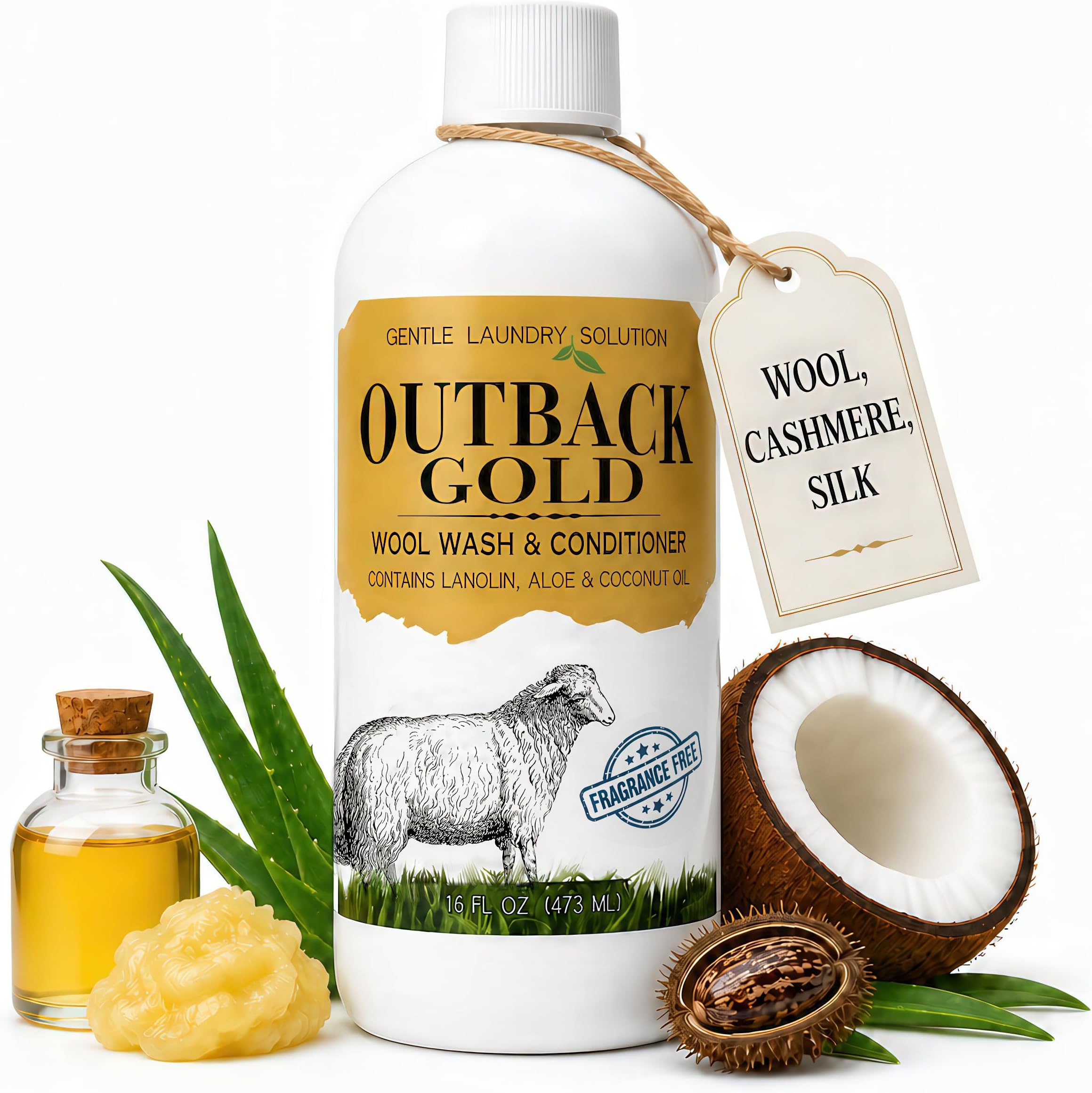 Outback Gold Wool Wash 16 oz, Fragrance Free, Lanolin Wool Detergent