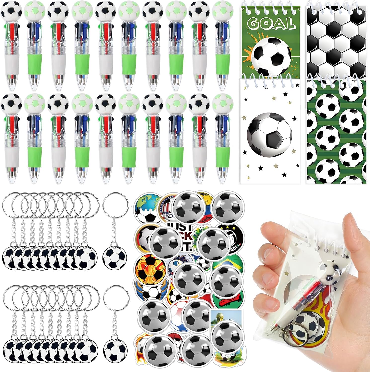 130 Pcs Soccer Party Supplies Return Gifts Soccer Pens Notepads Stationery Soccer Team Gift Rewards Birthday Goodie Bags Stuffers Sports Lover gifts.（Soccer）