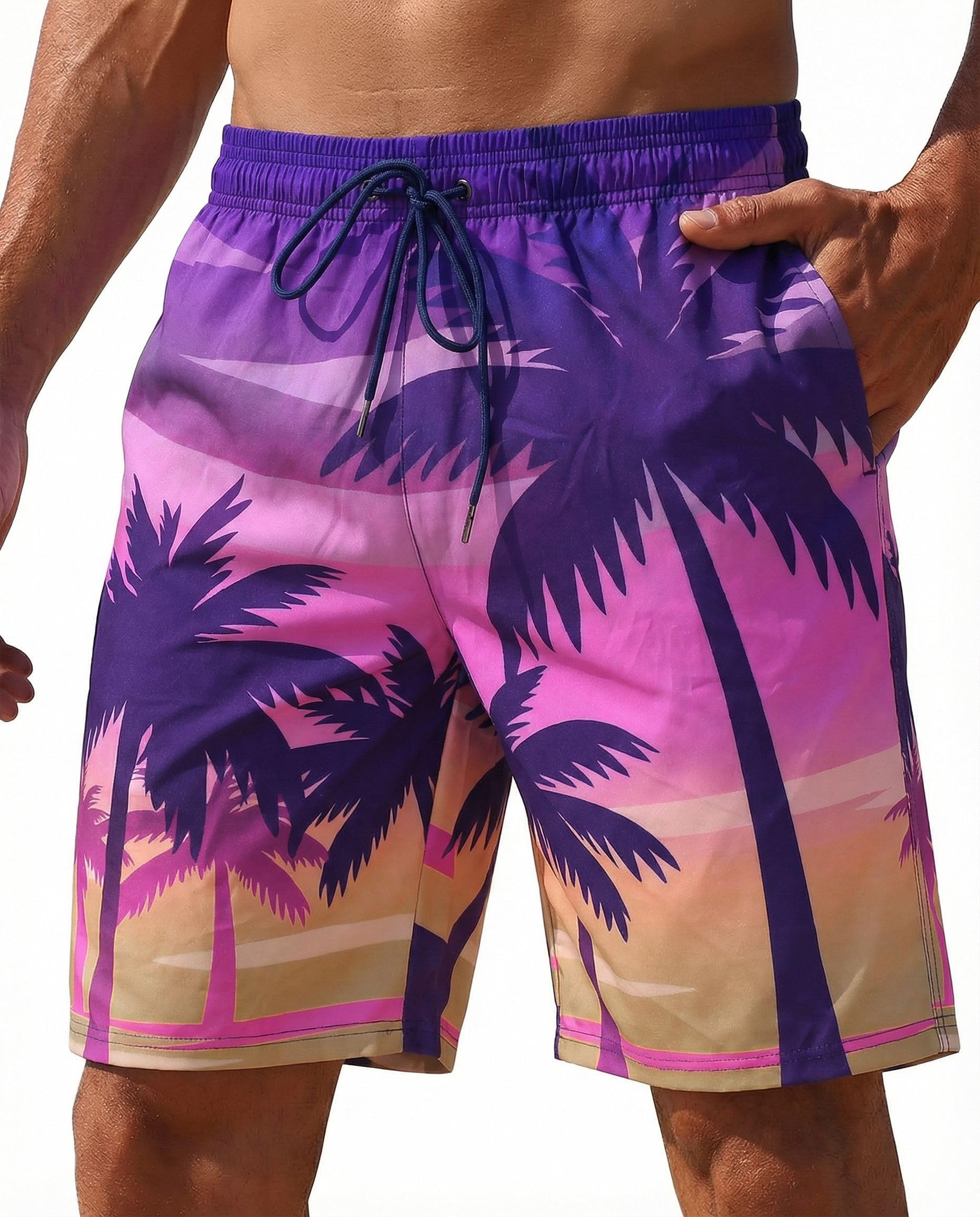 Men Swim Trunks 9 Inch with Mesh Lining Breathable Quick Dry Drawstring Pockets for Summer Beach Pool Board
