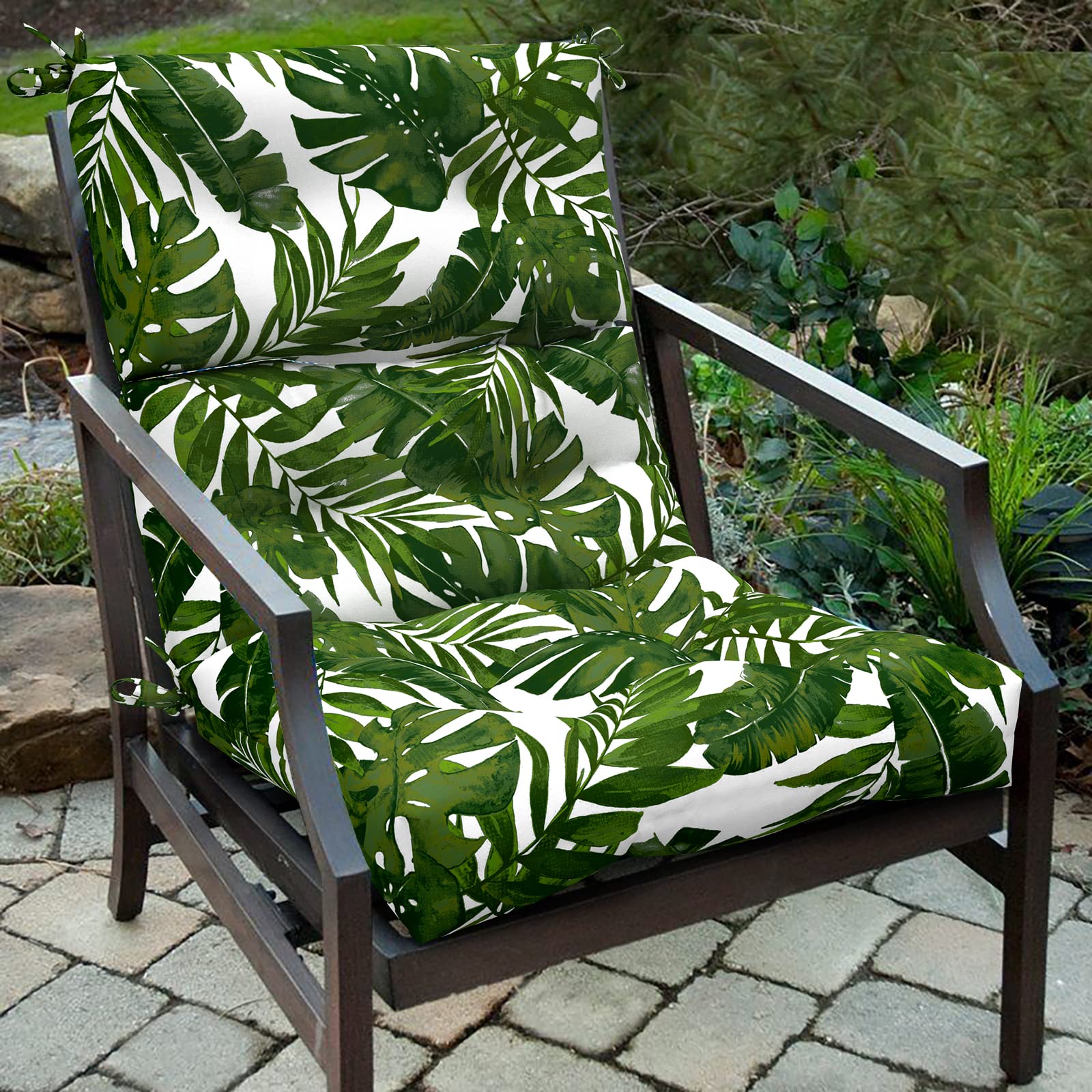 TWLEAR Outdoor High Back Patio Chair Cushions, Tufted Rocking Chair