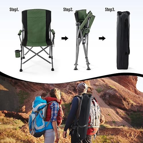 Miniatura 4 de Lamberia Silla de campamento plegable para adultos, resistente, capacidad de 330 libras, silla de campamento al aire libre, gruesa de malla Oxford