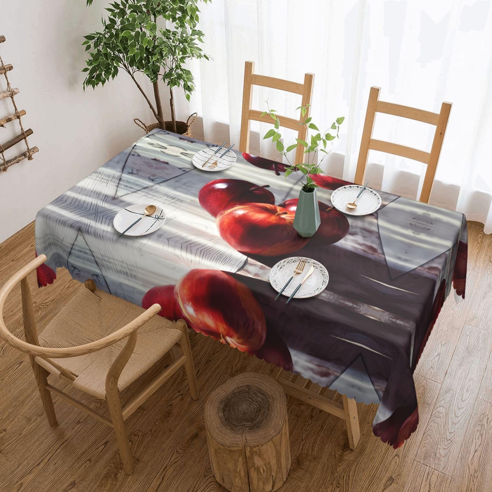 LPLSNWS Fruits Pattern Patterned square lace tablecloth, oil-resistant, washable, suitable for home use as a dining table cover.