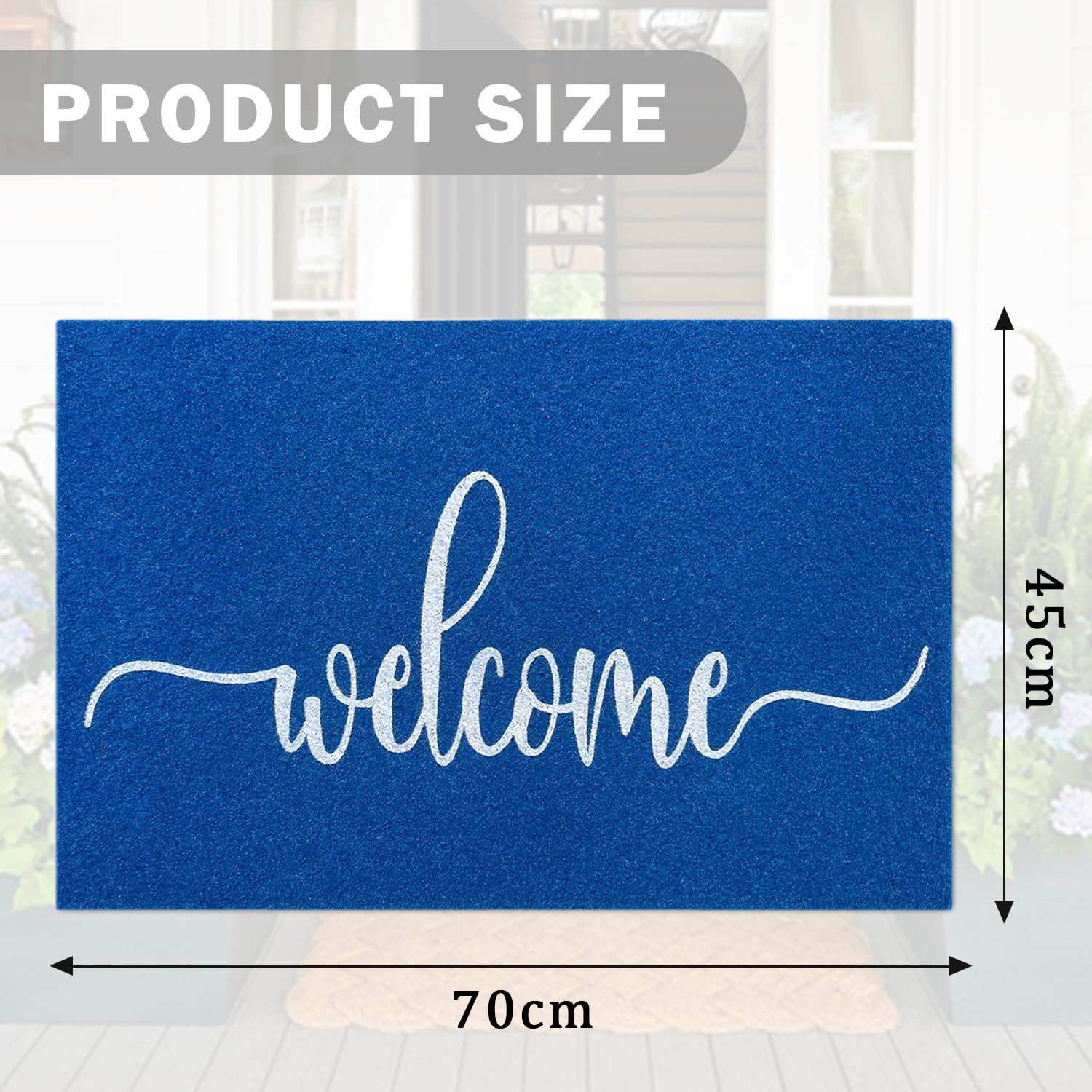 MWAZZLL Blue Doormat Outdoor Indoor Welcome Mat Low-Profile Non Slip Mat Easy to Clean Entrance Mats for Front Door,Patio,Porch Decorative - Image 3