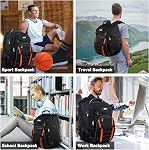 Jiefeike Sac à dos pour ordinateur portable de voyage, sac à dos extra grand pour hommes femmes, sac de basketball avec RFID Lutte contre le vol TSA Approuvé, Sac étudiant du Collège 17 Cahier de notes d'ordinateur de pouce