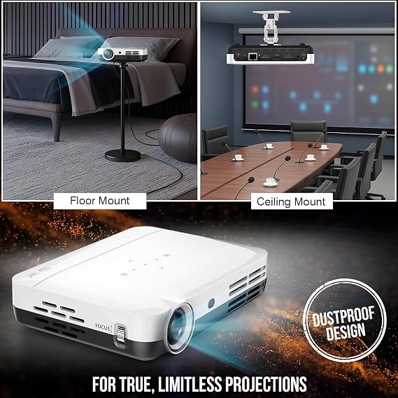 S7 4K Projector 7000 Lumens, 3D Android Smart Projector - 3840x2160 Resolution, Free Projector Screen, Free mount, 300 Display, Bluetooth & Wi-Fi Home Theater