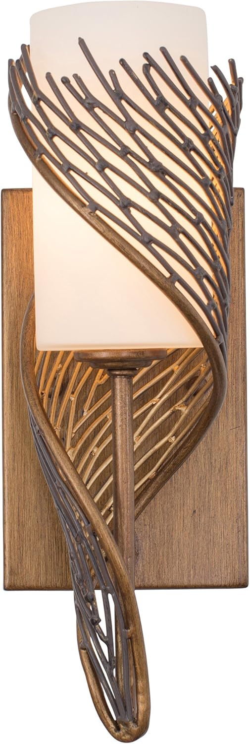 Varaluz Flow 1-Light Wall Sconce - Right - Hammered Ore Finish with Gloss Opal