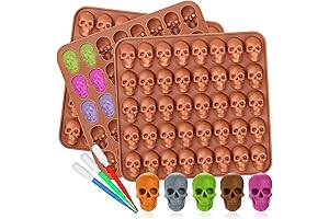 3 Pack Non-stick Silicone Gummy Skull Molds for Halloween Treats
