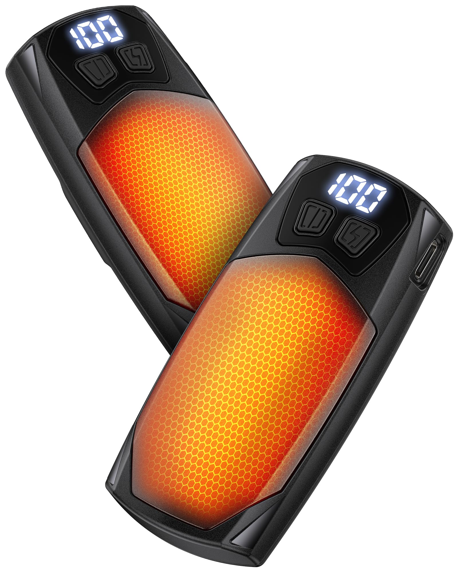 Kesguar Hand Warmers Rechargeable 2 Pack - 6000mAh AI Electric Handwarmers with LED Display & 5 Level Heating, Up to 20H Long Lasting, 2 in 1 Portable Heater, Gift for Women/Men/Golf/Camping