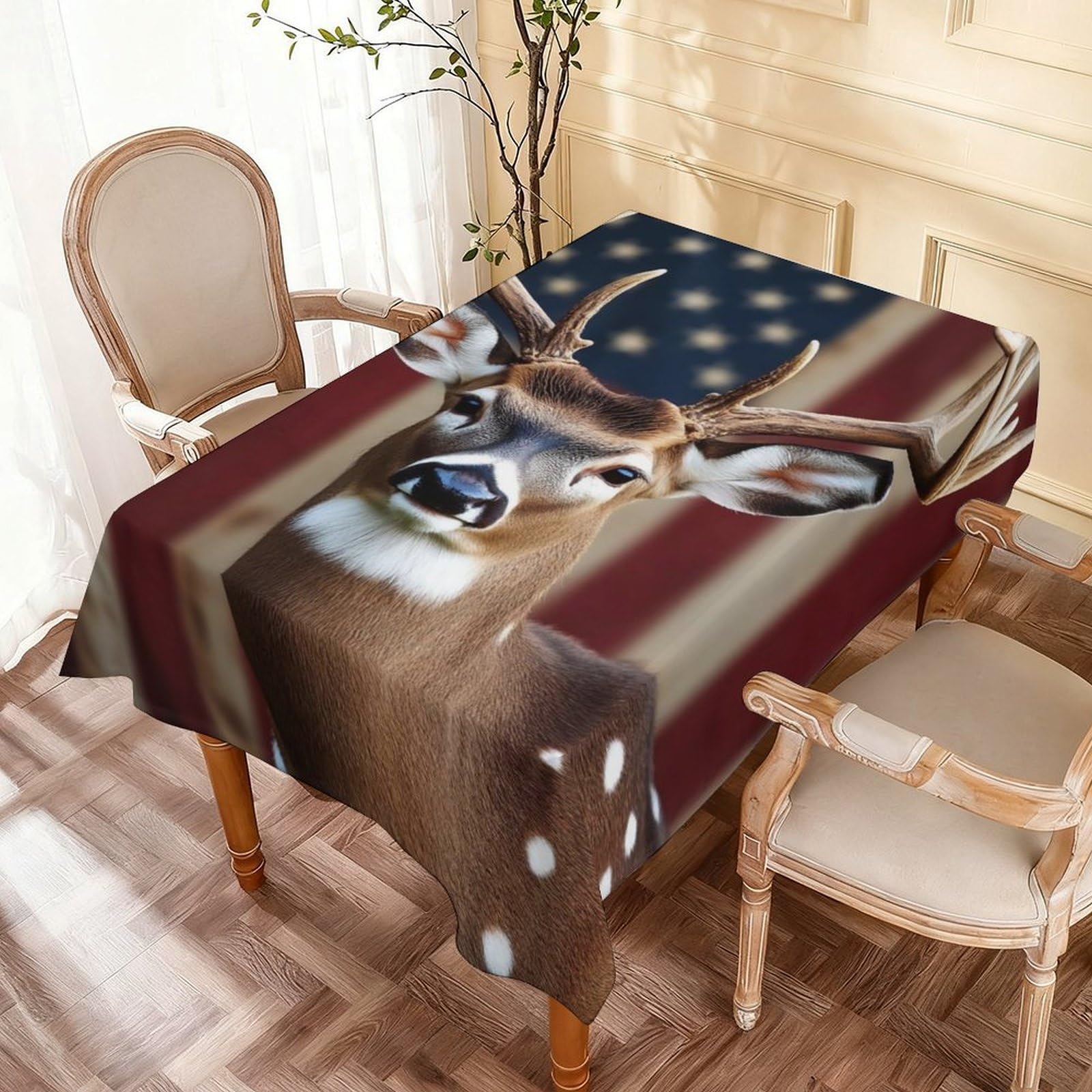 Nappe de table drapeau américain et chasse pour repas en plein air