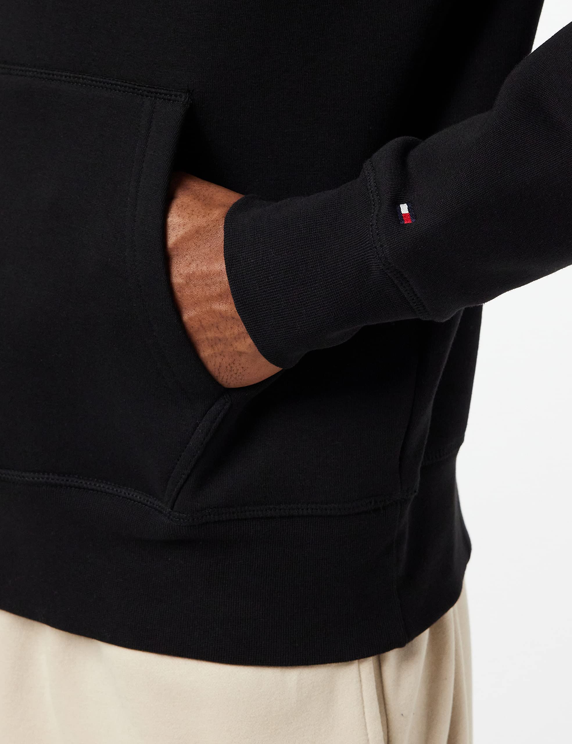 Tommy Hilfiger Męska bluza z kapturem z logo Hilfiger, czarna, S, Czarny, S