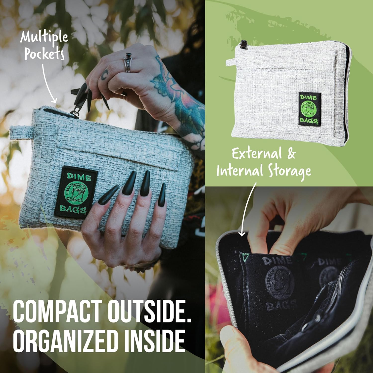 Dime Bags Padded Pouch Protective Case, Soft Velour Interior for Glass Storage & Travel, Durable Hempster Fabric Exterior