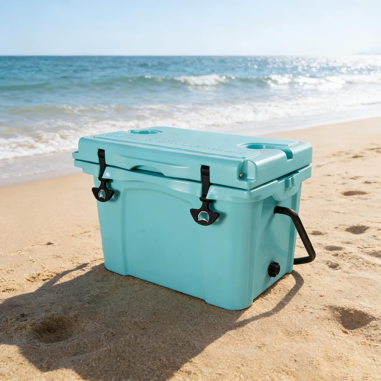 25QT Portable Cooler, Insulated Hard Cooler Box Ice Chest, Small Lunch Coolers Hard Shell for Car,Travel, Fishing Camping, Concerts, Sports, Bottle Opener, Cup Holder, Forming Ruler