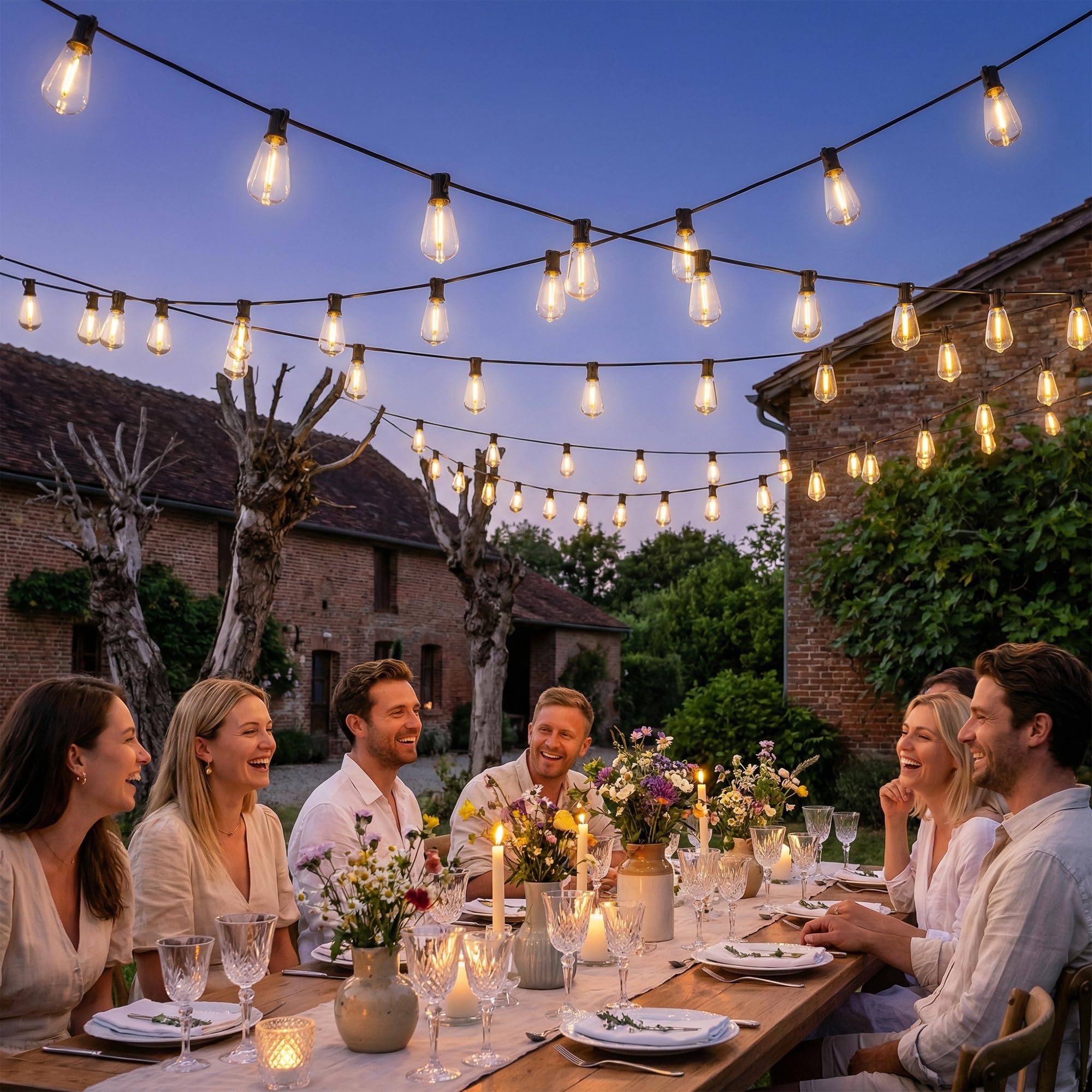 HOMCOM Catena Luminosa Esterno, Luci Tenda LED 50, 18 m, IP44, Bianco Caldo | Impermeabili, Decorazione da Interno per Giardino