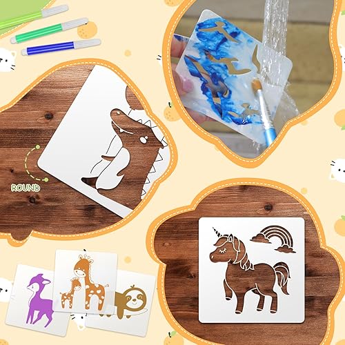 Miniatura 3 de Paquete de 30 lindas plantillas de baby shower para kit de decoración de mamelucos, plantillas reutilizables con temática de animales, plantillas de