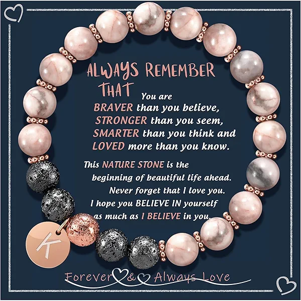 Btysun Initial Bracelets for Women Teen Girls Best Friend Graduation Birthday Gifts for Her Letter A-Z Beaded Bracelet Valentines Day Gifts for Wife Girlfriend Sister Daughter Mother's Day Mom Female Christmas Jewelry