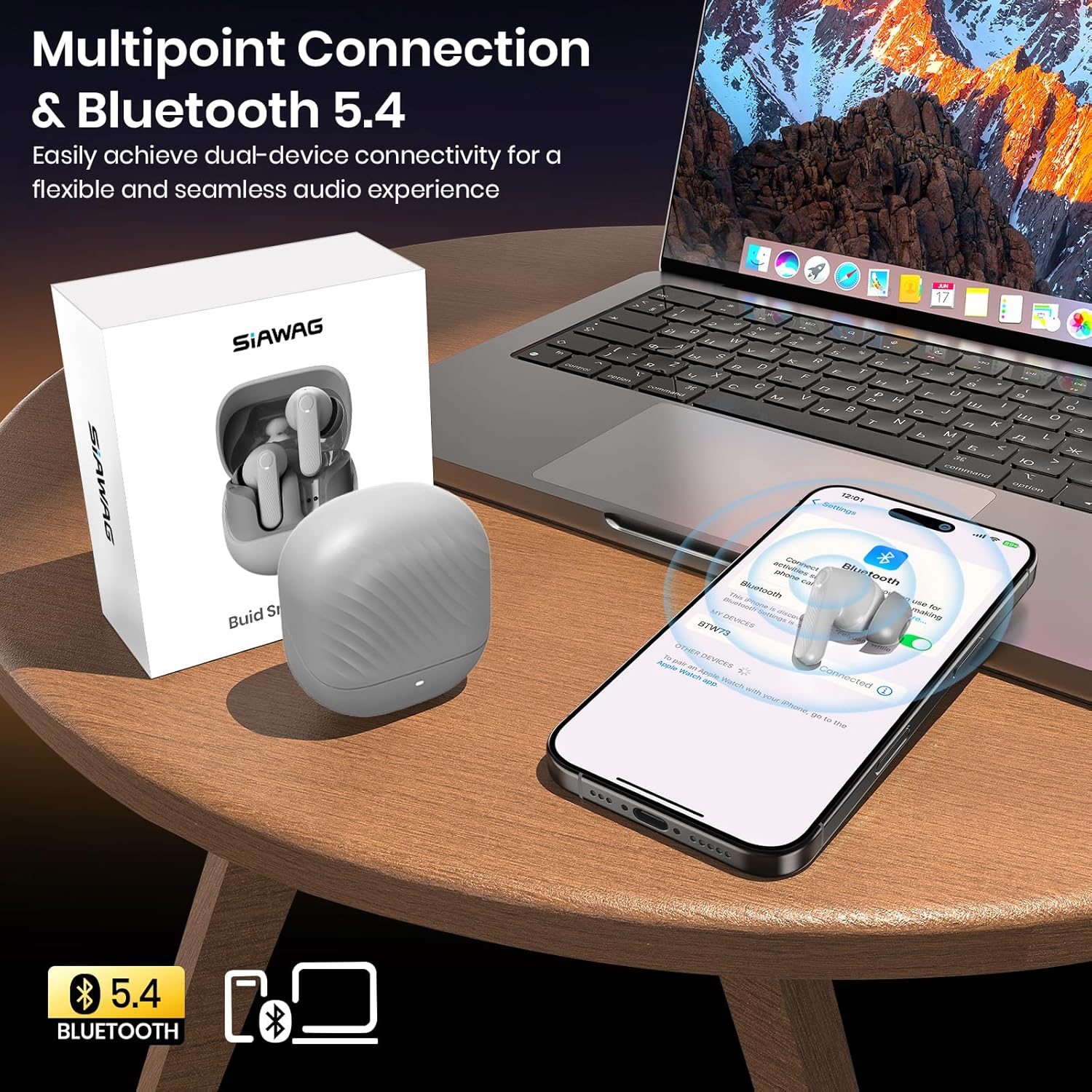 Wireless Earbuds, Bluetooth 5.4 Headphones HiFi Stereo, Bluetooth Earbuds with 4 ENC Noise Cancelling Mic, in Ear IP5 Waterproof Earphones, 100H Playtime Ear Buds for Laptop Pad Phones Sports - Image 9