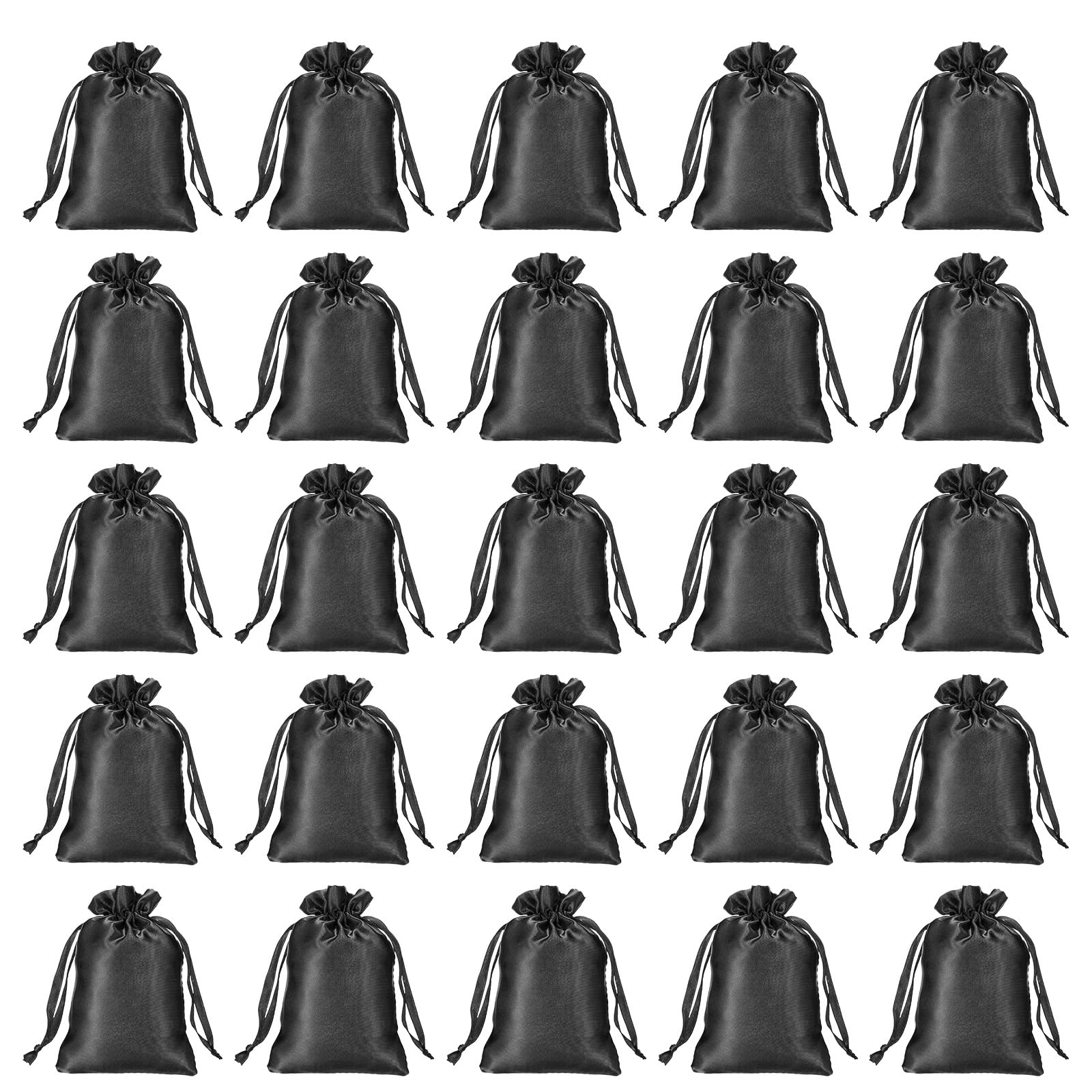 PATIKIL 6 Sacchetti Regalo In Raso Con Cordino – 9x7 Cm, Nero, Perfetti Per Gioielli E Piccoli Regali - 4