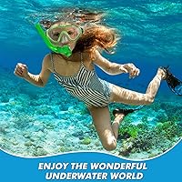 Vista 6 de Juego de esnórquel para niños, máscara de esnórquel con parte superior seca, equipo de esnórquel antivaho, antifugas, juego de esnórquel para niños