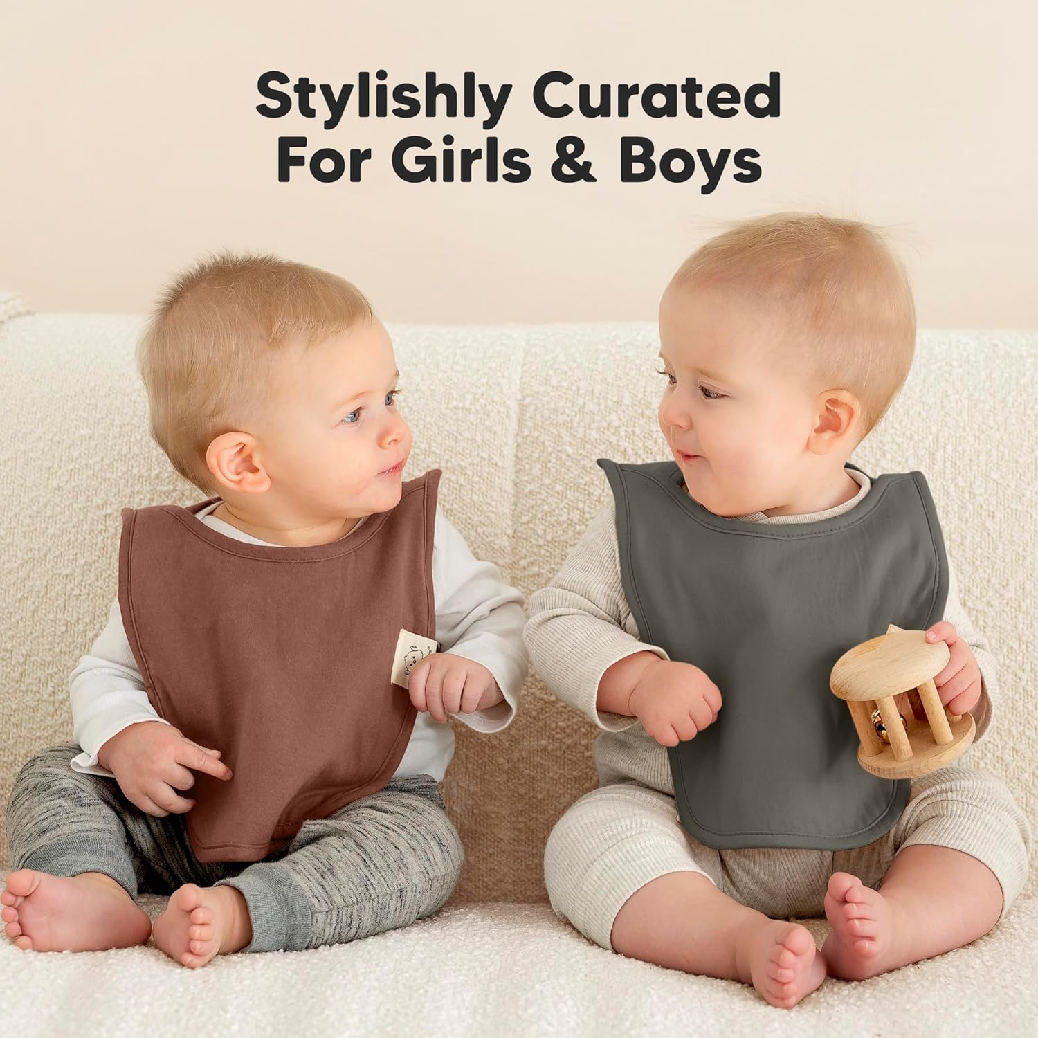 KeaBabies 8-Pack Baby Bibs for Boys, Girls - Pullover Bibs for Drooling Teething Baby Girl & Boy Toddler, Newborn, Soft & Absorbent, Cute Colors, Large Torso Coverage Keep Infant Clean & Dry (Brick) - Image 7