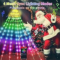 Vista 5 de Vigdur Decoración de Árbol de Navidad de 16.4 Pies - 315 LEDs Luces de Árbol en Cascada de Estrellas Personalizables con Control Remoto