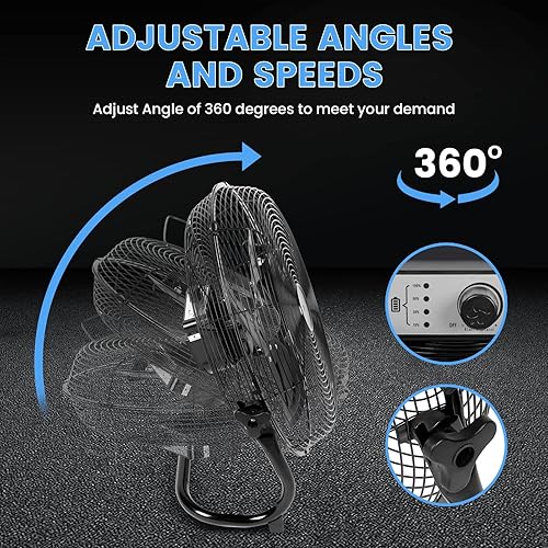 Miniatura 3 de Simple Deluxe Ventilador de piso a batería de 12 pulgadas, ventilador de alta velocidad recargable con hoja de metal, ventilador de piso inalámbrico