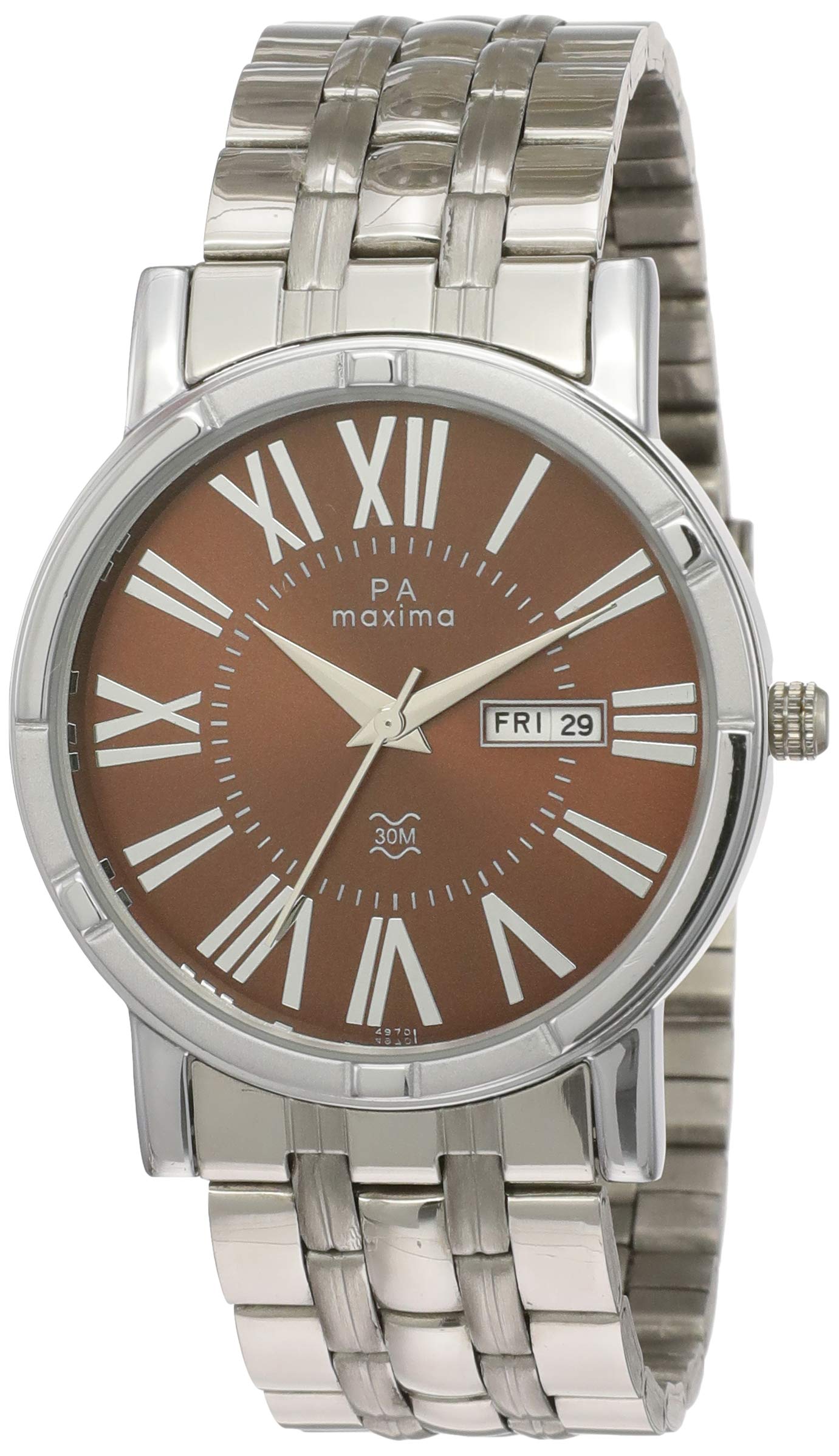 MAXIMA Stainless Steel Analog Brown Dial Men Watch-49701Cmgi, Silver Band (B07HV455P6) Amazon Price History, Amazon Price Tracker