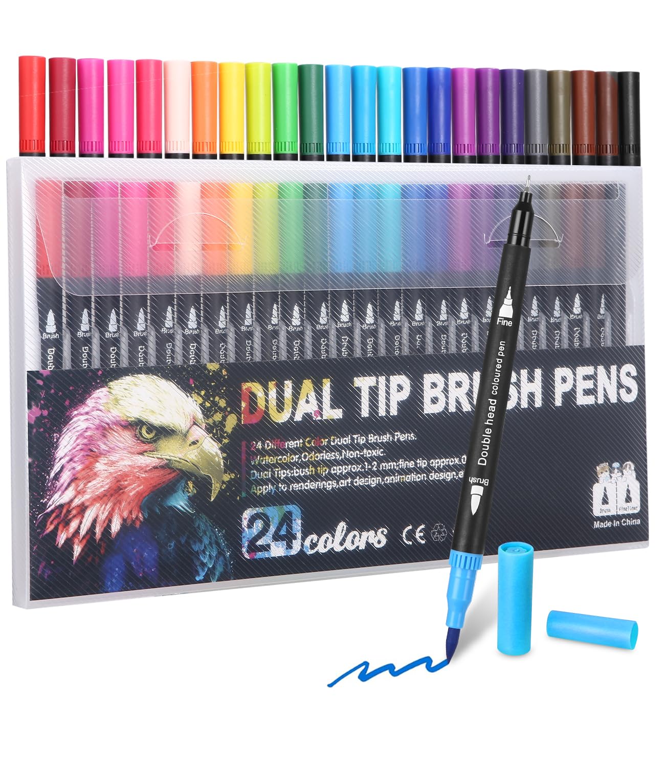 24 Colores Rotuladores Acrilicos Permanentes,Rotulador Acrilico Permanentes Doble Punta con Fina y Pincel Rotuladores,permanentes para Camisetas,Baberos,Bolsas de Tela,Bolsas de bebé