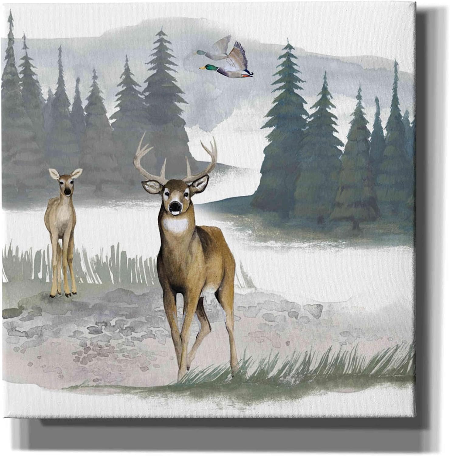 Epic Graffiti 'Lodge Landscape II' by Grace Popp, Canvas Wall Glass, 12"x12"