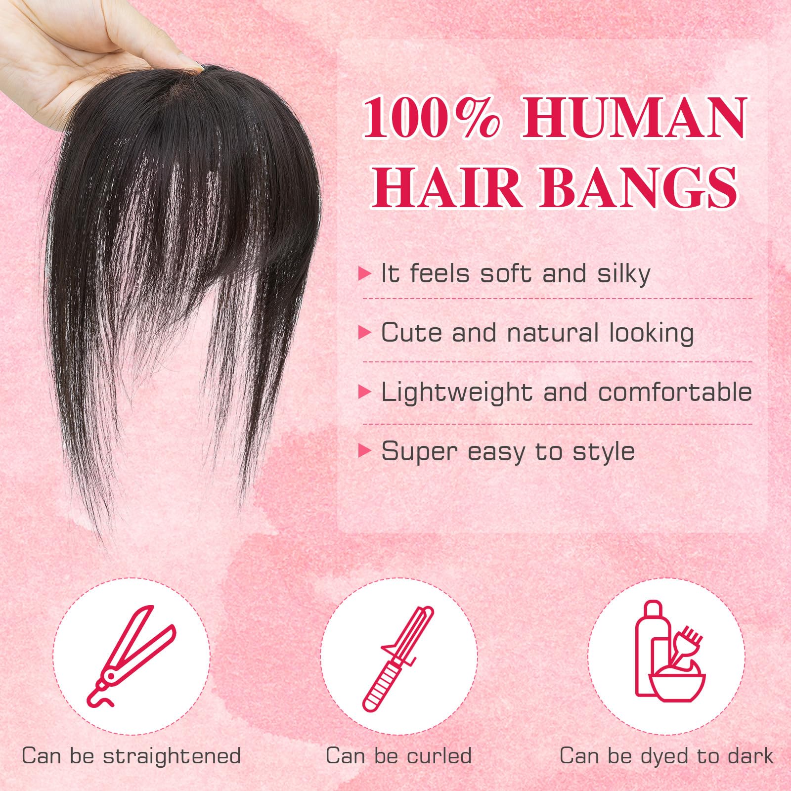 MY-LADY Clip in Bangs Human Hair Extensions with Temples Hairpieces Air Bangs Clip for Enhancing Women's Facial Features 100% Real Human Hair with 4 Non-slip Clips #1B Natural Black - Image 4