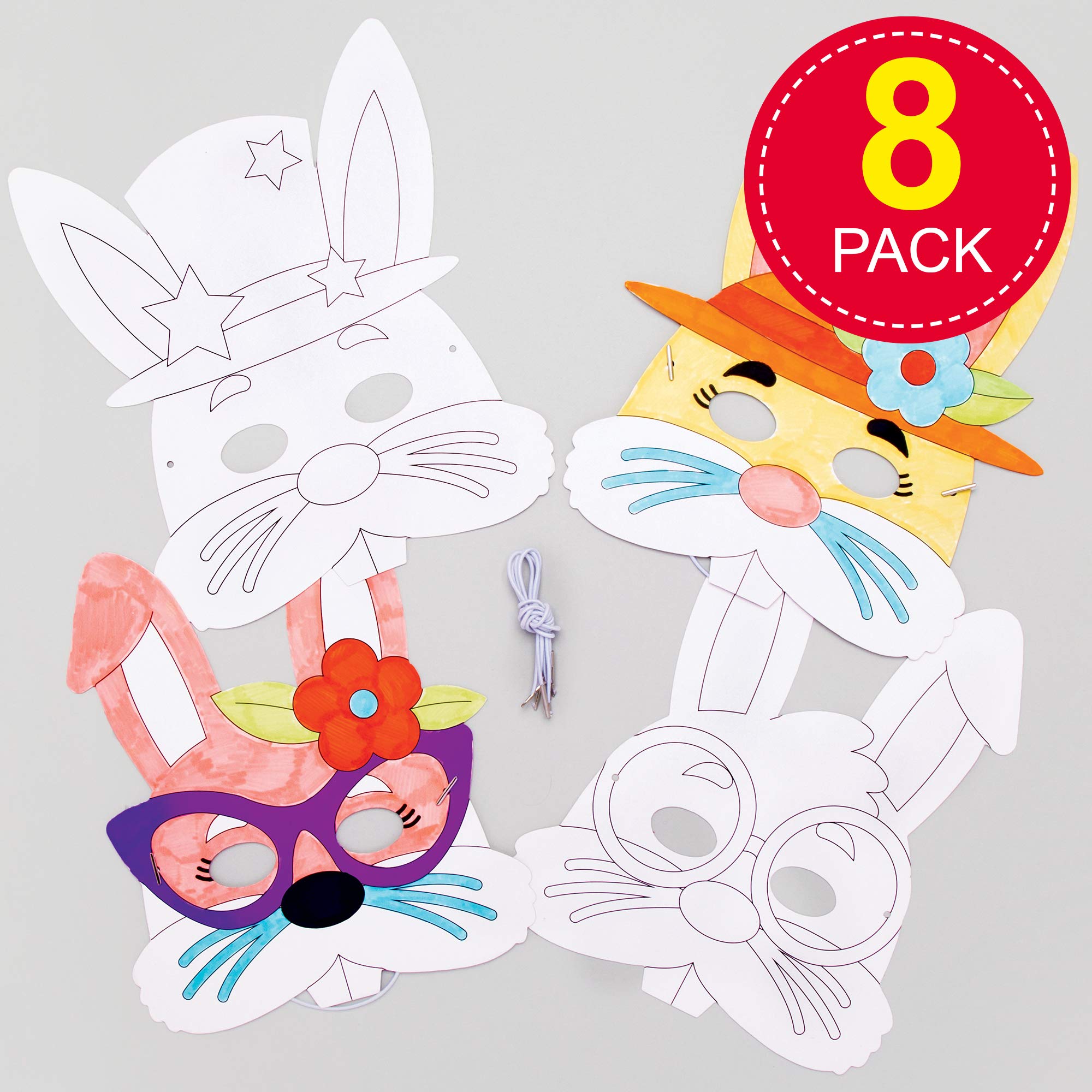 Baker Ross Masques de lapins de Pâques à colorier (Paquet de 8 Baker Ross Masques de lapins de Pâques à colorier (Paquet de 8