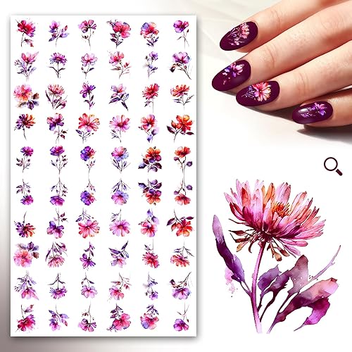 Miniatura 7 de Pegatinas para uñas (5 hojas) FLONZNAIL Spring Dandelion Real Photo Wild Flowers Meadow Vintage Style