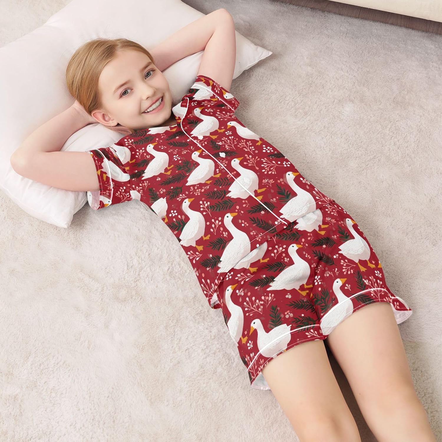 Silk Pajama Sets Short Sleeve Pajamas Soft Sleepwear 2 Piece Pjs Set