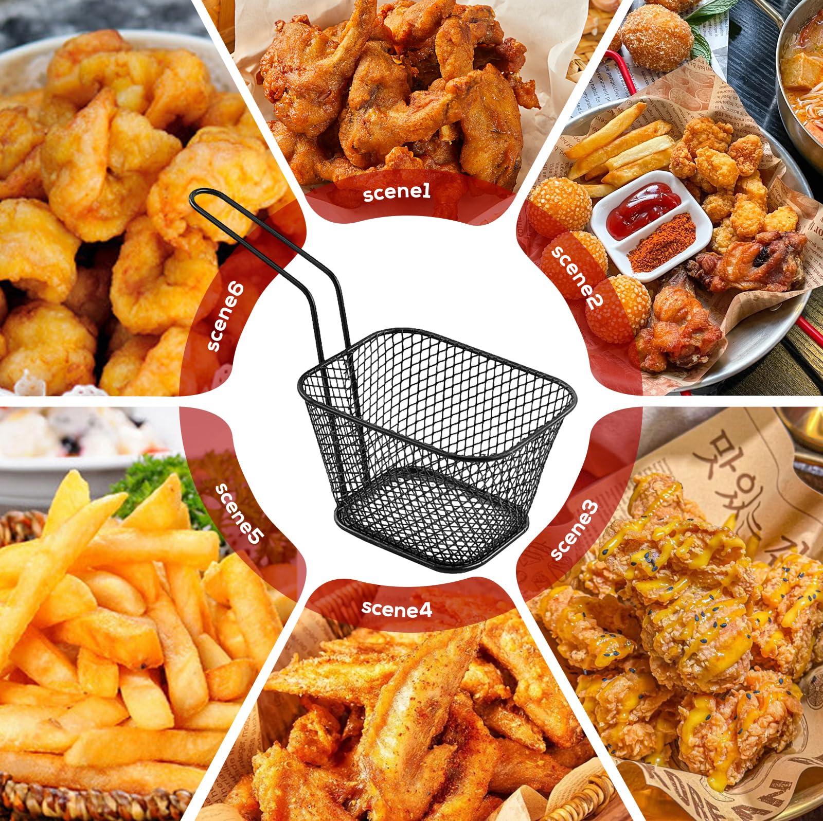 Cestini Per Patatine Fritte, 12 Pezzi Cestini Per Friggere, Cestello Per Friggere, Piccoli Cestino In Acciaio Inox, Mini-Cestini Da Portata Con Manico, Cestino Per Patatine Fritte, Anelli Di Cipolla