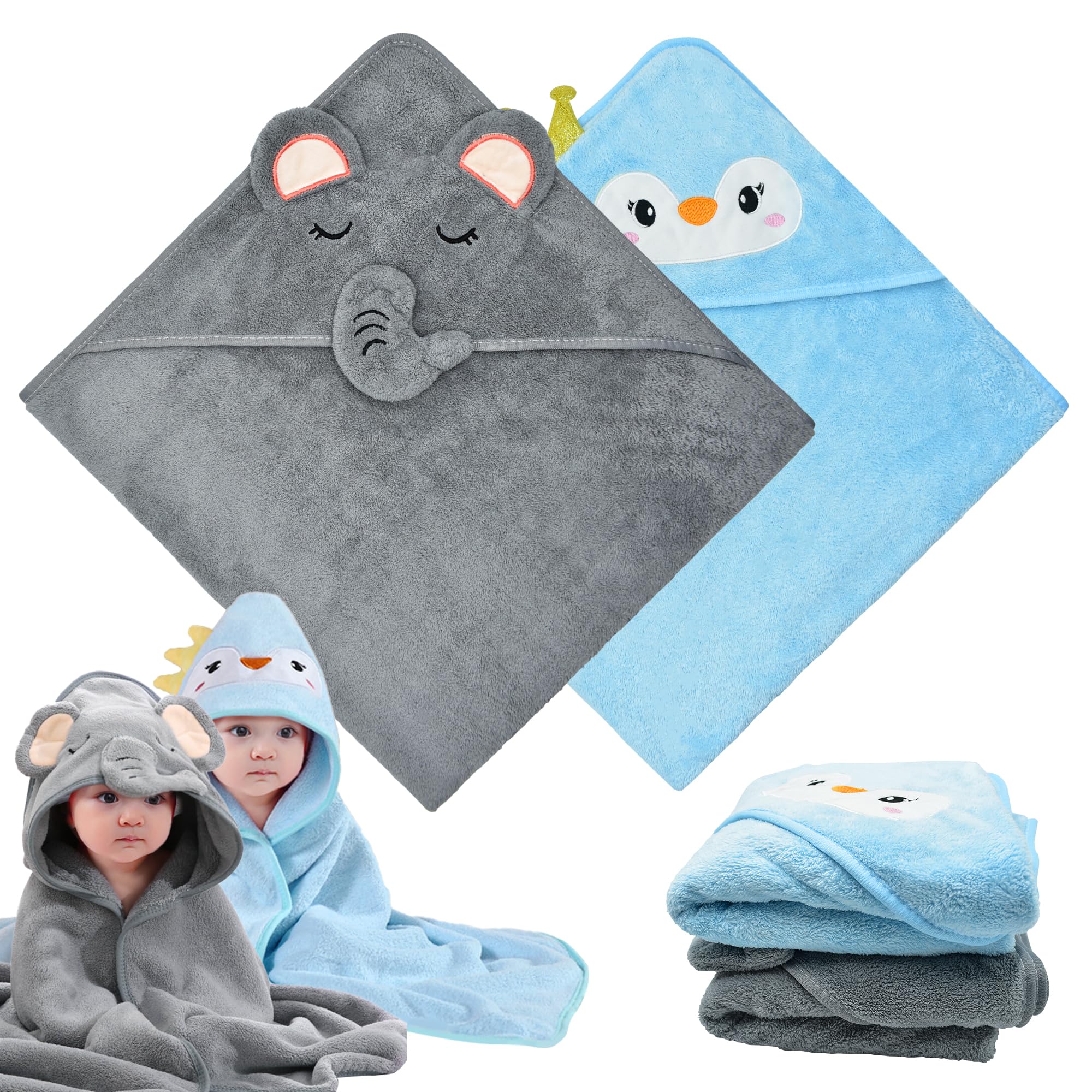 2 Pièces Cape et Serviette de Bain Bébé 80x80cm - Sortie de Bain Naissance - Cadeau Fille