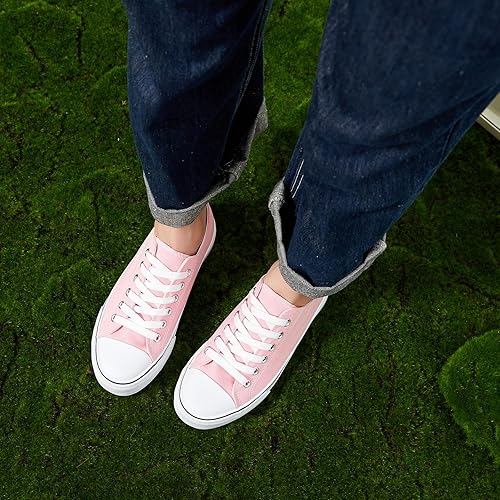 Miniatura 7 de ZGR - Zapatillas de tenis blancas para mujer, con cordones, de lona, zapatillas casuales de lona para caminar