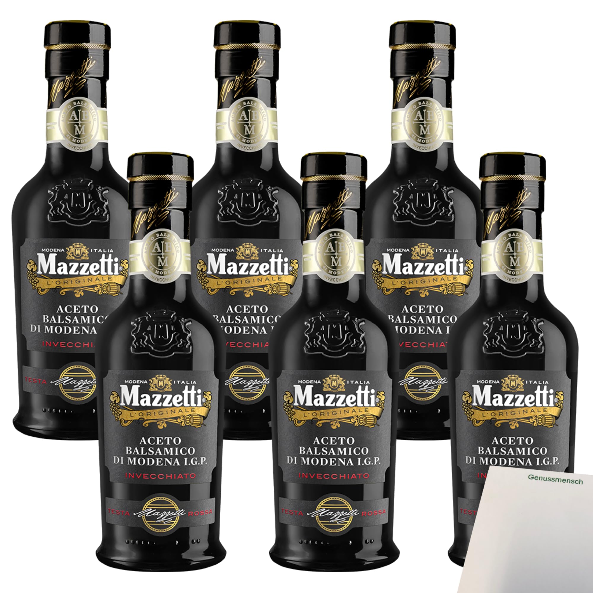 usy Bundle für Mazzetti Balsamico Testa Rossa VPE (6x250ml Flasche) + usy Block