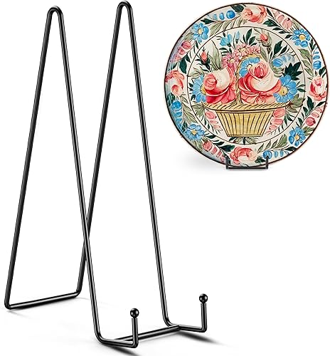 Miniatura 8 de TR-LIFE Paquete de 3 soportes de placa de 12 pulgadas para exhibición, grande, soporte de metal para marcos de fotos + caballetes para platos