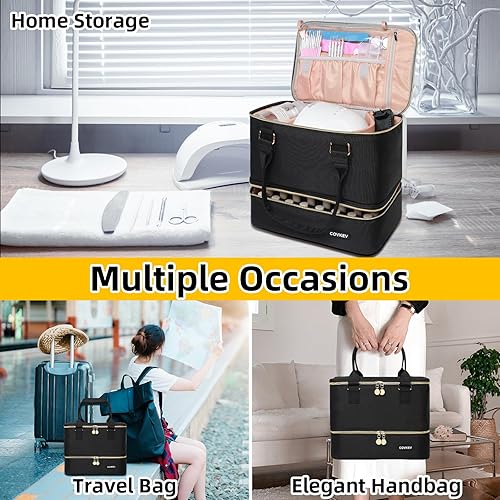 Miniatura 6 de Covkev Organizador de esmalte de uñas con capacidad para lámpara de uñas y 40 botellas 05 onzas líquidas estuche organizador de bolsa de uñas de