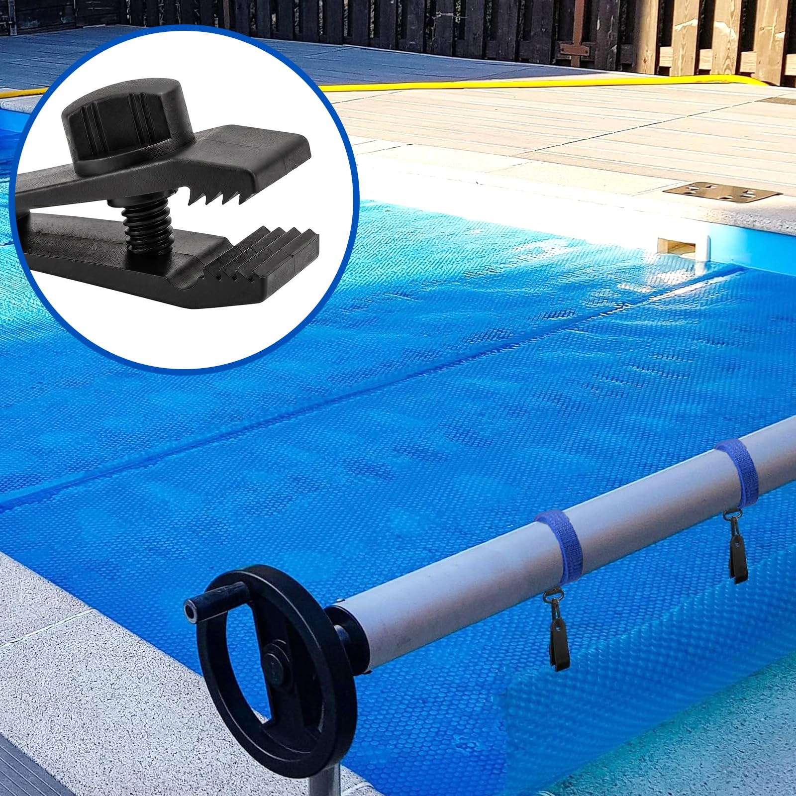 GMMG Attache Bache Piscine 8 Set Sangle Enrouleur Bache Piscine Sangle Bache Piscine pour Enrouleur Fixation Bache Piscine