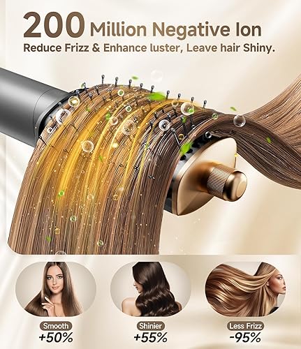 Miniatura 6 de 8 en 1, rizador de pelo y cepillo de secador de aire, 110,000 rpm, secador de pelo plegable iónico negativo de alta velocidad, secado rápido,