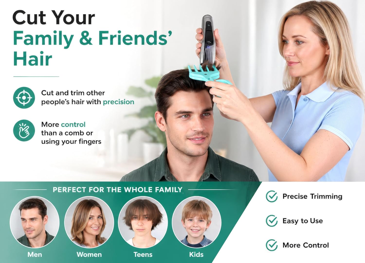 – The Easy Way to Cut Your Own and Other's Hair at Home | DIY Haircut Tool for Men | Use with Your Hair Clippers for Clean, Even Trims Every Time